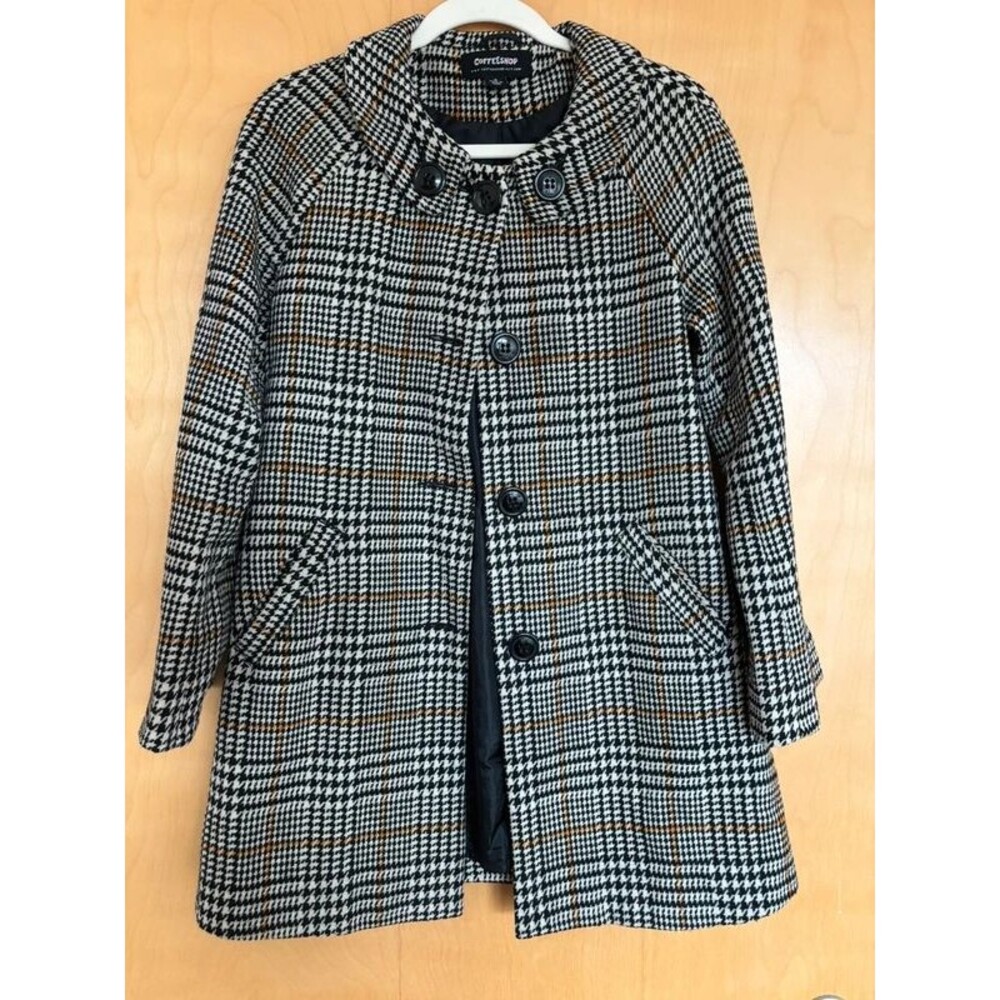 CoffeeShop Black and White Houndstooth Plaid Jacket Size Small